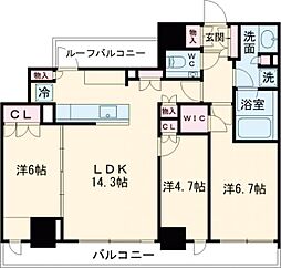クレストコート中野富士見町 8階3LDKの間取り
