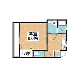 サンパーク 1階1Kの間取り