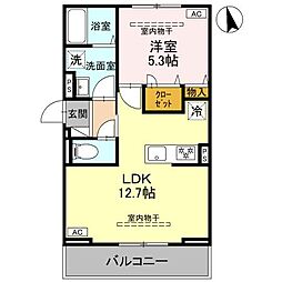 オペラハウス小舞木 2階1LDKの間取り