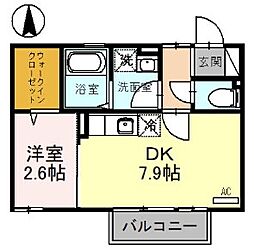 グリーンフィールド 1DKの間取図画像