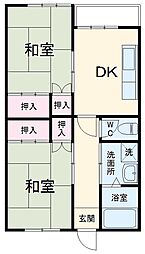 エクメーネ加藤I 2階2DKの間取り