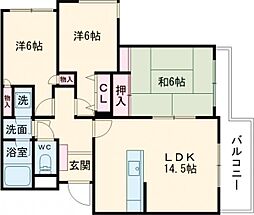 パークサイド野川公園 3階3LDKの間取り