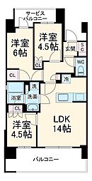 プレサンス名駅南ブリエ 13階3LDKの間取り