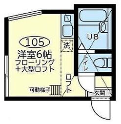 横濱マリーナ・ベイ3 105 1階ワンルームの間取り