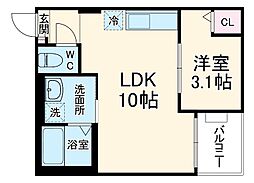 Jack shimofujisawa I 2階1LDKの間取り