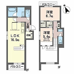 豊橋鉄道東田本線 市役所前駅 徒歩3分の賃貸マンション 2階2LDKの間取り