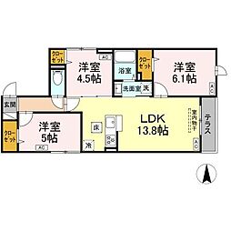 セレスティア東葛西V 1階3LDKの間取り
