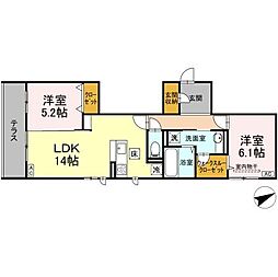 D’s LIEN (ディーズリアン)　C 1階2LDKの間取り