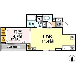 セレスティア東葛西V 302 3階1LDKの間取り
