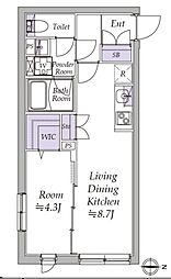 アトリオフラッツ日暮里 4階1LDKの間取り