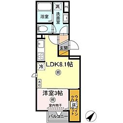 エストレアA 1階1LDKの間取り