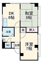 田中ビル 3階2DKの間取り