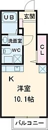 レピュア成増レジデンス 1階ワンルームの間取り