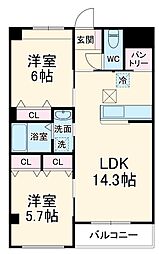 ｓｕｎｓｈｉｎｅ　ｒｅｓｉｄｅｎｃｅ 3階2LDKの間取り