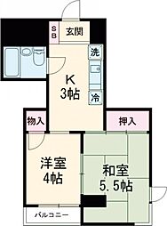 スターハイツ 5階2Kの間取り