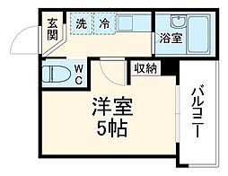 MELDIA南浦和IV 2階1Kの間取り