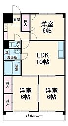 ソレイユ朝宮 4階3LDKの間取り