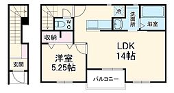 リーブルファイン白須賀 202 2階1LDKの間取り