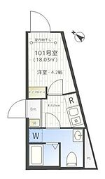メゾンド町屋 4階1Kの間取り