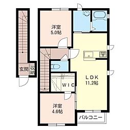 サフェリオスＢ 2階2LDKの間取り