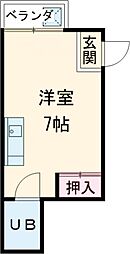 プラティーク東向日 3階ワンルームの間取り