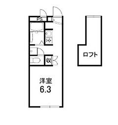 カステーロ 2階ワンルームの間取り