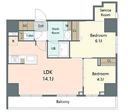 Alivis東京尾久 12階2SLDKの間取り