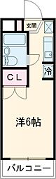 ファイン国立 3階ワンルームの間取り