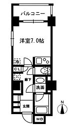 レジディア中落合Ｂ棟 2階ワンルームの間取り