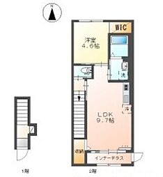 ニュークラリス 2階1LDKの間取り