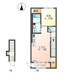 ニュークラリス 2階1LDKの間取り