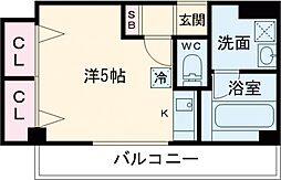 ルビーマウンテン 2階ワンルームの間取り