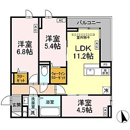 セレスティア下石神井 3階3LDKの間取り