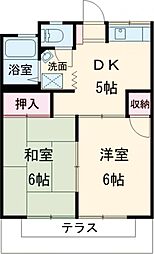 ガーデンハイツイズミ 201 2階2DKの間取り