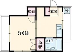 コーポイシイ 4階1DKの間取り