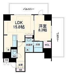 ザ・ハウス豊橋WEST 12階1LDKの間取り