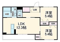 Ｂｌｏｏｍｉｎｇ　Ｓｔａｇｅ 3階2LDKの間取り