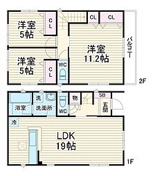 Kolet岩槻宮町 1階3LDKの間取り
