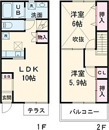 ハイトスコーポ 1階2LDKの間取り