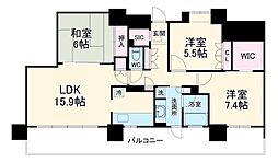パークハウスさいたま新都心ＭＩＤ　ＴＯＷＥＲ 6階3LDKの間取り