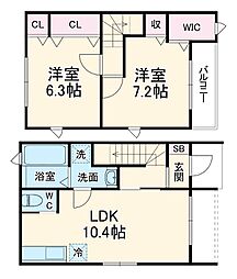 Dieu famille　A/B 1階2LDKの間取り