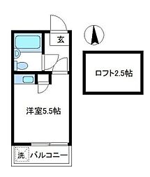 ライフピアイーグル 1階ワンルームの間取り