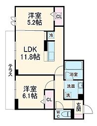 D-Raffine 1階2LDKの間取り