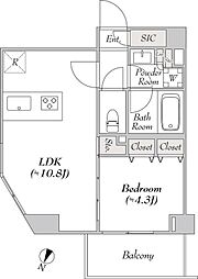 ルミーク本町ウェスト 3階1DKの間取り