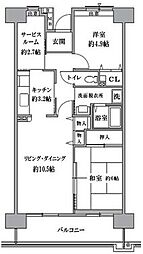 Ｔ’ｓ　ｇａｒｄｅｎ清瀬 7階2SLDKの間取り