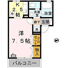 プレミール・ルナ 2階1Kの間取り