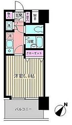 ビイルーム新宿 2階1Kの間取り