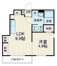 ラティオ勝田台 1階1LDKの間取り