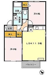 アクシス　Ａ/Ｂ 2階2LDKの間取り