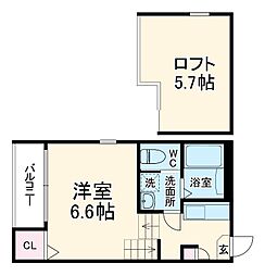 ハーモニーテラス上石川町VI 103 1階1Kの間取り